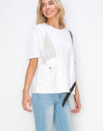 Rebecca Pointe Knit Top with Grosgrain Ribbon & Pearls