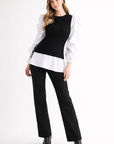 Wanelle Top with Ruffled Sleeves & Detachable Knitted Sweater Vest