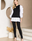 Wanelle Top with Ruffled Sleeves & Detachable Knitted Sweater Vest