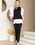 Wanelle Top with Ruffled Sleeves & Detachable Knitted Sweater Vest