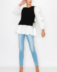 Wanelle Top with Ruffled Sleeves & Detachable Knitted Sweater Vest