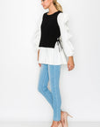 Wanelle Top with Ruffled Sleeves & Detachable Knitted Sweater Vest