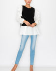 Wanelle Top with Ruffled Sleeves & Detachable Knitted Sweater Vest