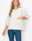 Karen Knit Crepe Top with Front Pocket