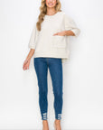 Karen Knit Crepe Top with Front Pocket