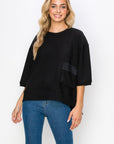 Karen Knit Crepe Top with Front Pocket