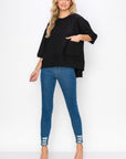 Karen Knit Crepe Top with Front Pocket