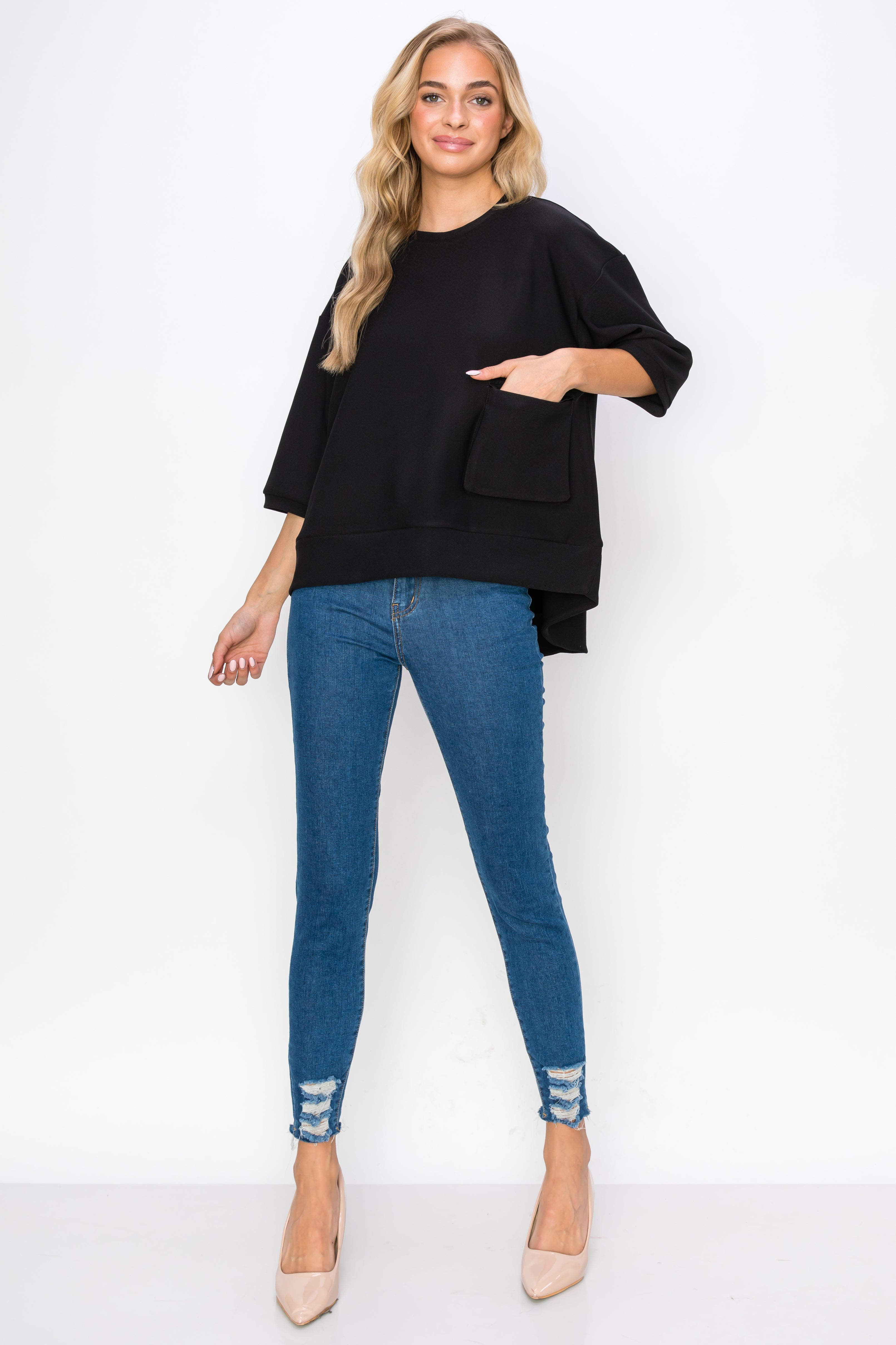 Karen Knit Crepe Top - Dark Colors