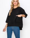 Karen Knit Crepe Top with Front Pocket