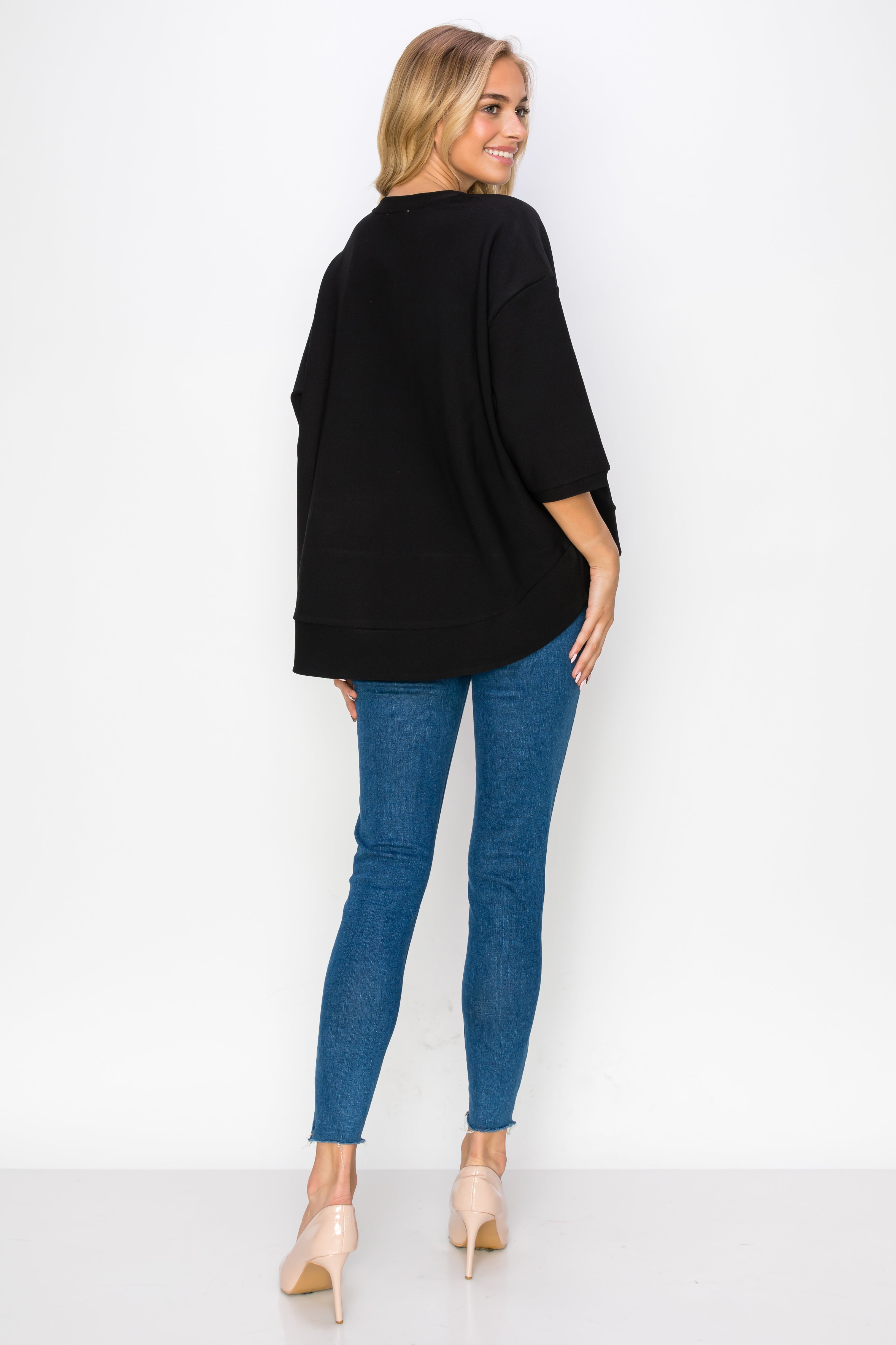 Karen Knit Crepe Top with Front Pocket