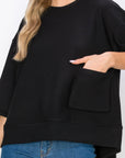 Karen Knit Crepe Top with Front Pocket