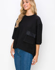 Karen Knit Crepe Top with Front Pocket