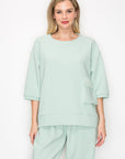 Karen Knit Crepe Top with Front Pocket