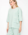 Karen Knit Crepe Top with Front Pocket