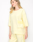 Karen Knit Crepe Top with Front Pocket