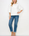 Karen Knit Crepe Top with Front Pocket