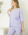 Karen Knit Crepe Top with Front Pocket