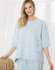 Karen Knit Crepe Top with Front Pocket