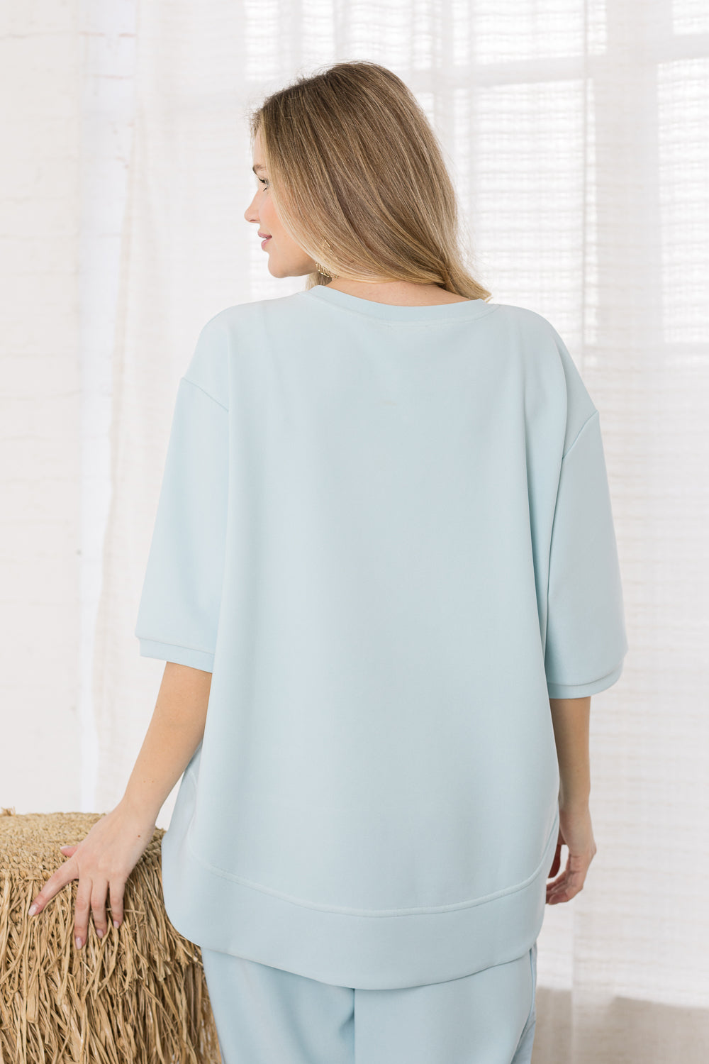 Karen Knit Crepe Top with Front Pocket