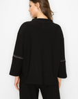 Kayla Crepe Knit Top with Beading Trim