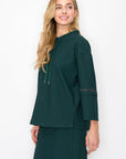 Kayla Crepe Knit Top with Beading Trim