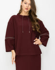 Kayla Crepe Knit Top with Beading Trim