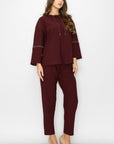 Kayla Crepe Knit Top with Beading Trim - My Pampered Life Seattle