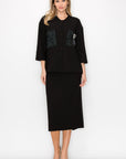 Kyle Crepe Knit with Detachable Ribbon Brooch