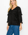 Kelly Anne Stretch Knit Mesh & Lace Top