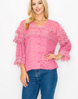 Kelly Anne Stretch Knit Mesh & Lace Top