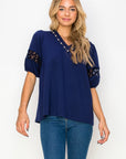 Katrina Pointe Knit Top with Pearls