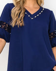 Katrina Pointe Knit Top with Pearls