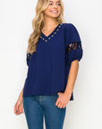 Katrina Pointe Knit Top with Pearls