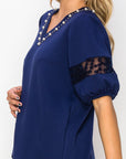 Katrina Pointe Knit Top with Pearls