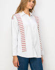 Willette Top with Stripe Front Ties