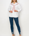 Willette Top with Stripe Front Ties