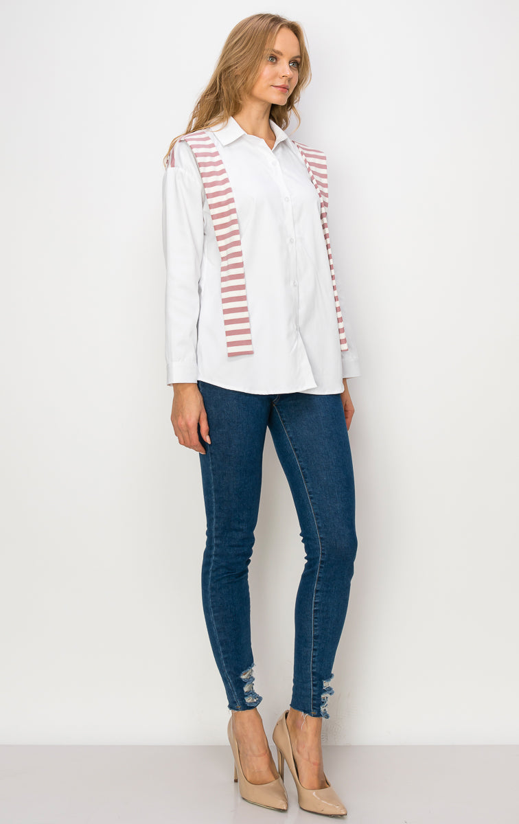 Willette Top with Stripe Front Ties