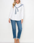 Willette Top with Stripe Front Ties