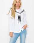 Willette Top with Stripe Front Ties