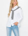 Willette Top with Stripe Front Ties