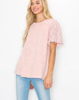 Adelle Stretch Suede Top with Lace