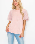 Adelle Stretch Suede Top with Lace