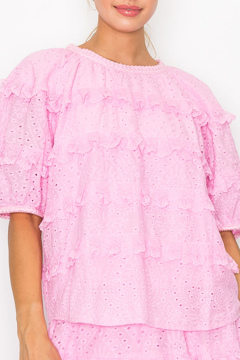 Laura Cotton Lace Eyelet Top