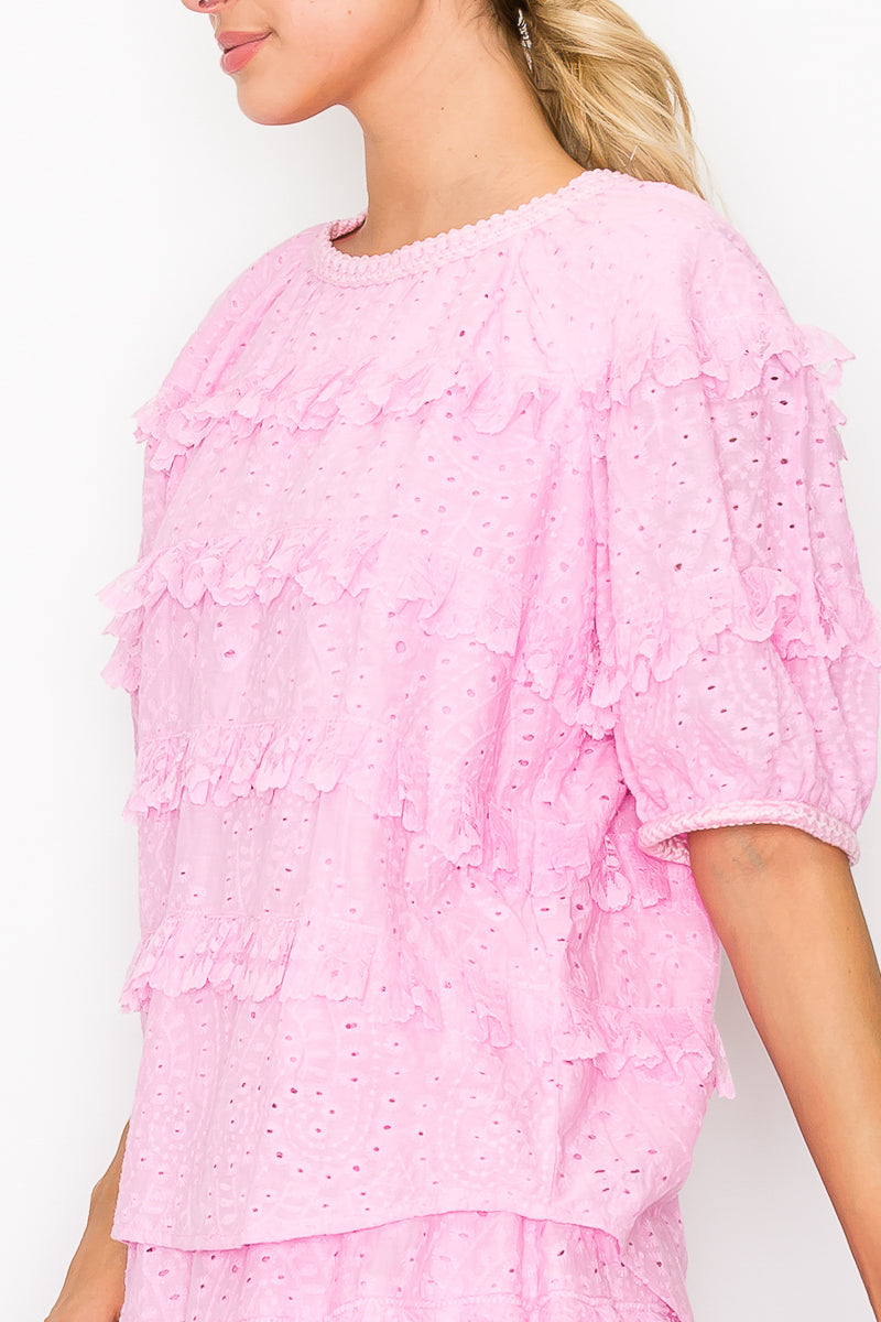 Laura Cotton Lace Eyelet Top