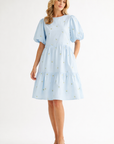 Weslee Cotton Poplin Dress with Embroidered Summer Flowers