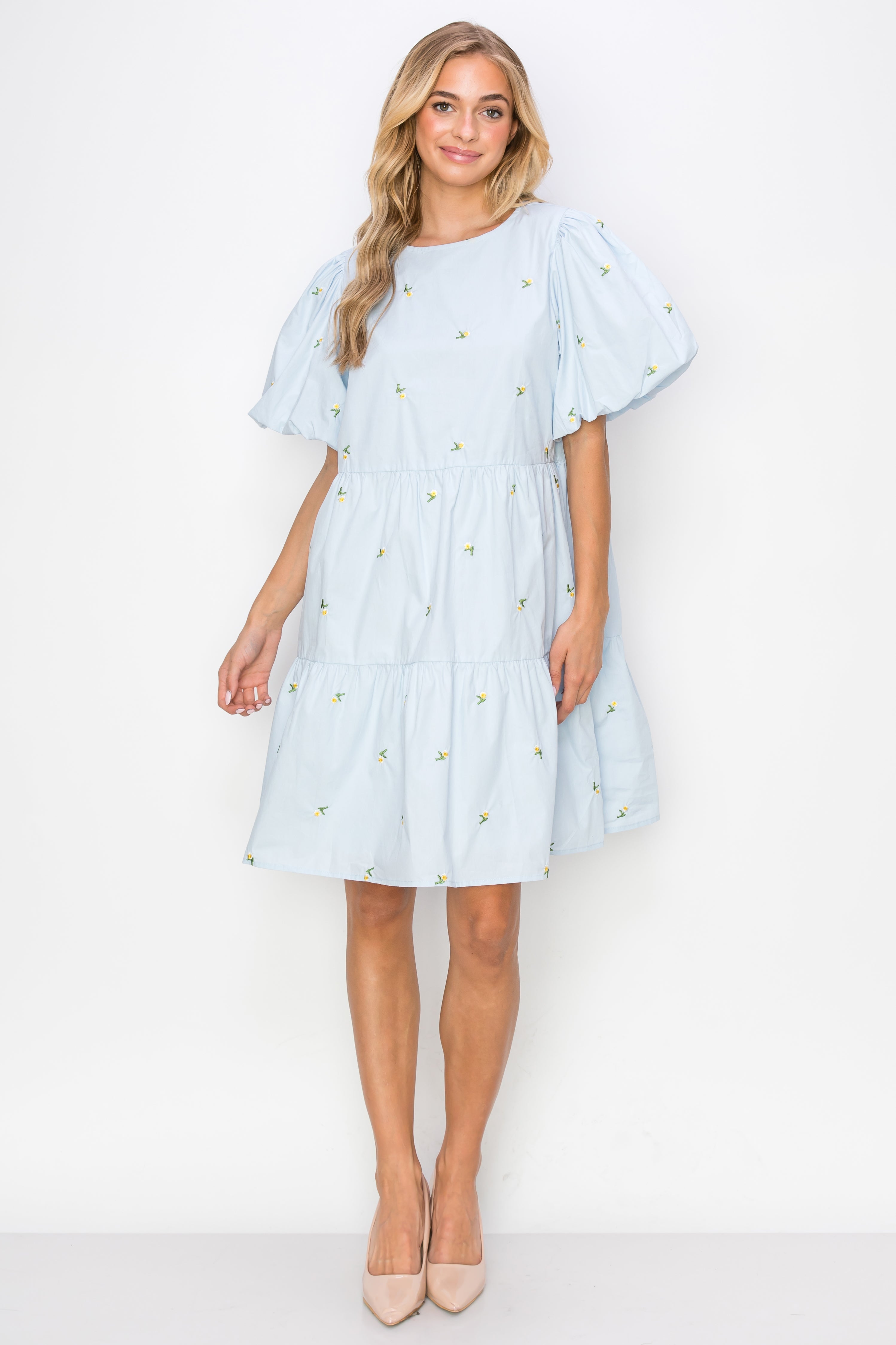 JOH | Weslee Cotton Poplin Dress with Embroidered Summer Flowers