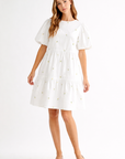 Weslee Cotton Poplin Dress with Embroidered Summer Flowers