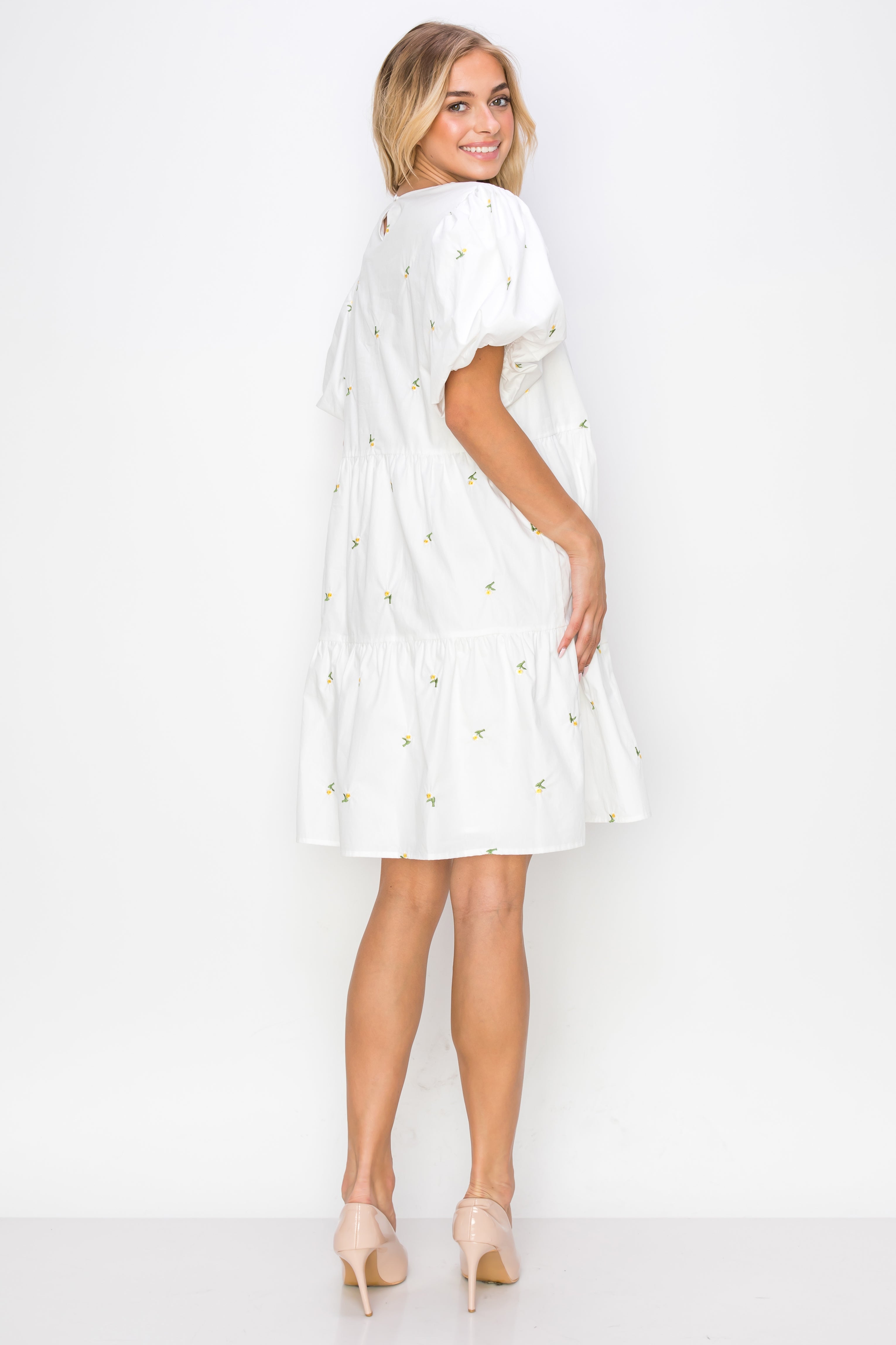 JOH | Weslee Cotton Poplin Dress with Embroidered Summer Flowers