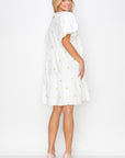 Weslee Cotton Poplin Dress with Embroidered Summer Flowers