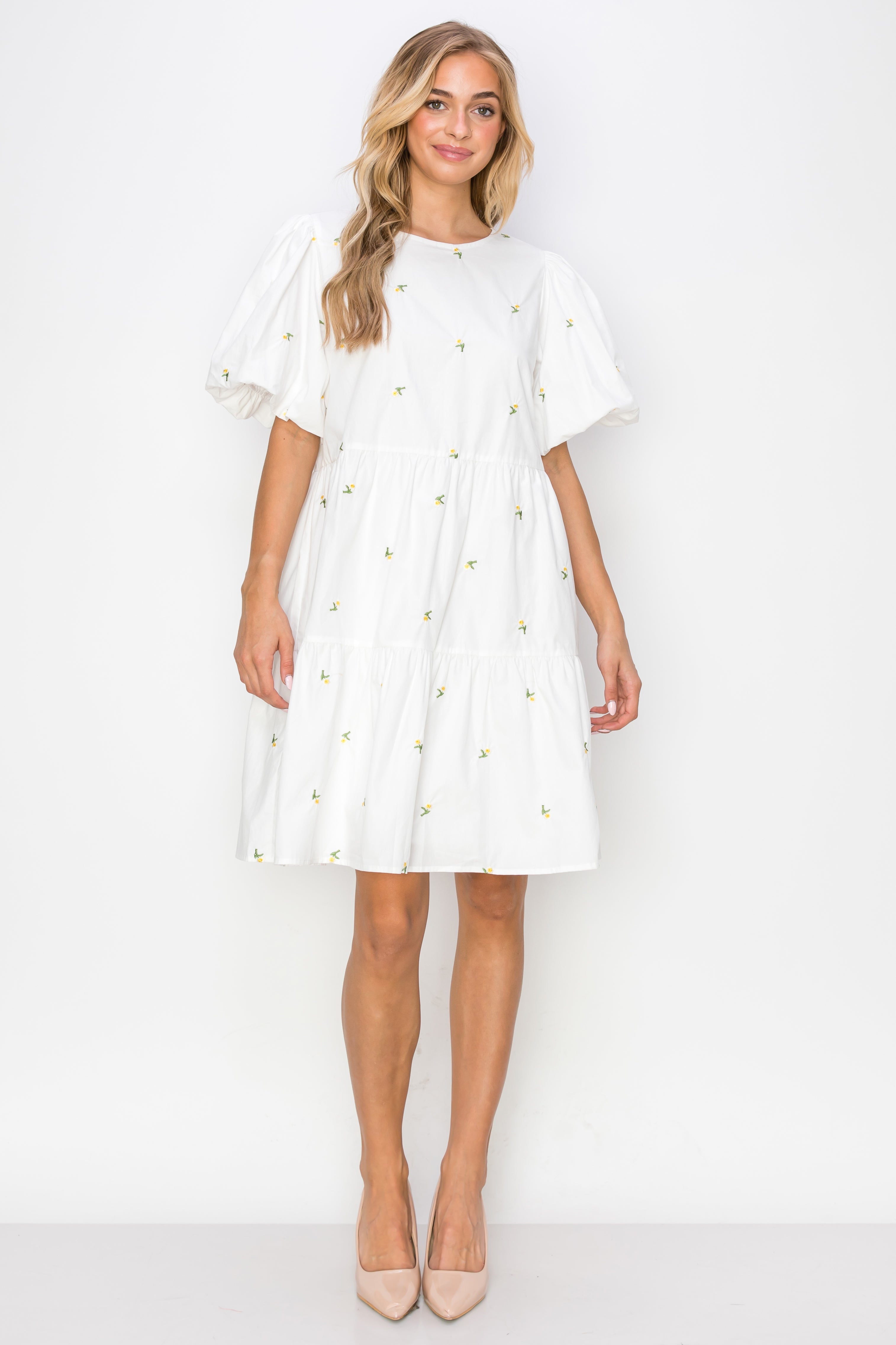 JOH | Weslee Cotton Poplin Dress with Embroidered Summer Flowers